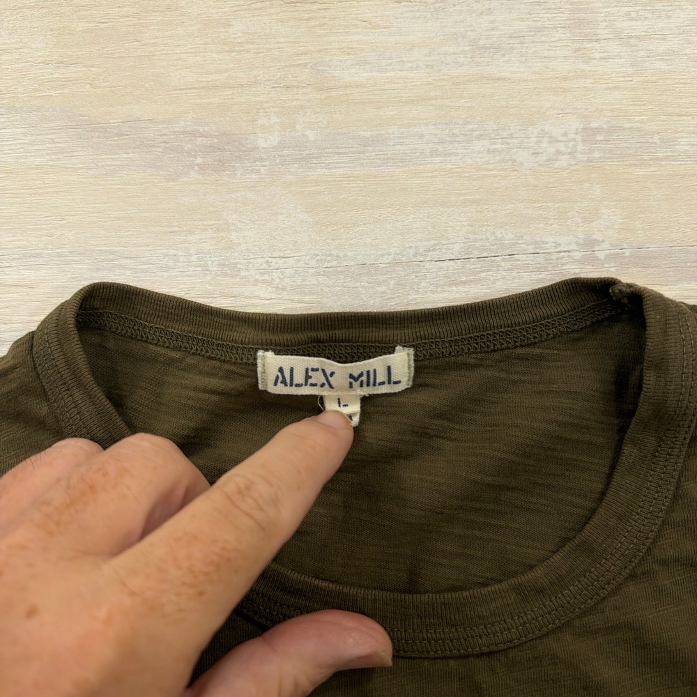 Alex Mill T-Shirt Slub Cotton Short Sleeve Olive Green Large Mens - Picture 4 of 7